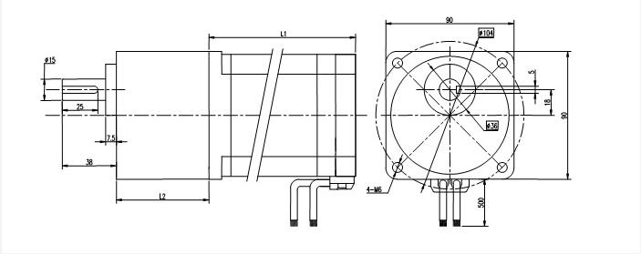 Dibujo t&eacute;cnico del motor de engranajes BLDC