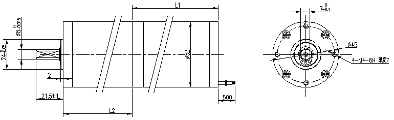 Dibujo t&eacute;cnico del motor de engranajes BLDC