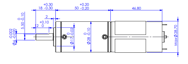 Dibujo de dimensiones del motor de engranaje planetario