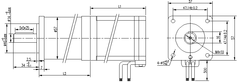 Dibujo t&eacute;cnico del motor de engranajes BLDC