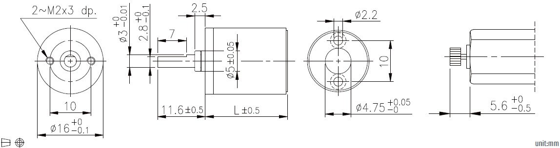 dibujo t&eacute;cnico de la caja de cambios planetaria peque&ntilde;a