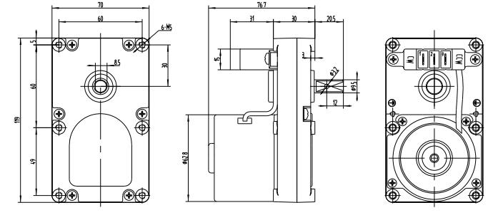 Dibujo del motor s&iacute;ncrono de inducci&oacute;n de CA de 64 mm