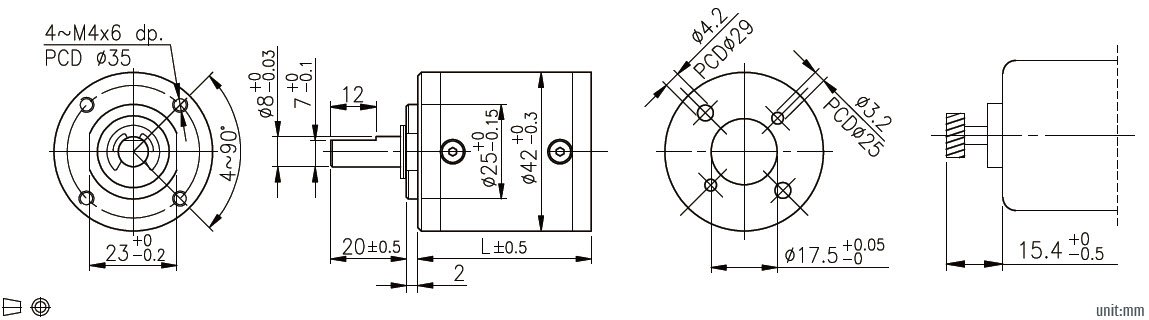Dimensiones mec&aacute;nicas de la caja de cambios planetaria