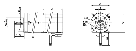Dibujo t&eacute;cnico del motor de engranajes BLDC